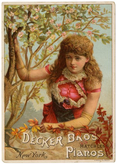 Decker Bros. Matchless Pianos, New York [trade card recto] by American School